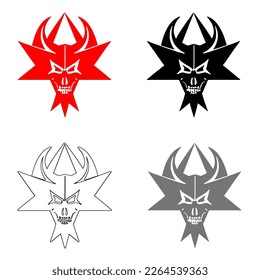 devil head shape in multi colors vector, logo vector, concept design