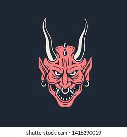 DEVIL HEAD WITH SMILE COLOR NAVY BACKGROUND