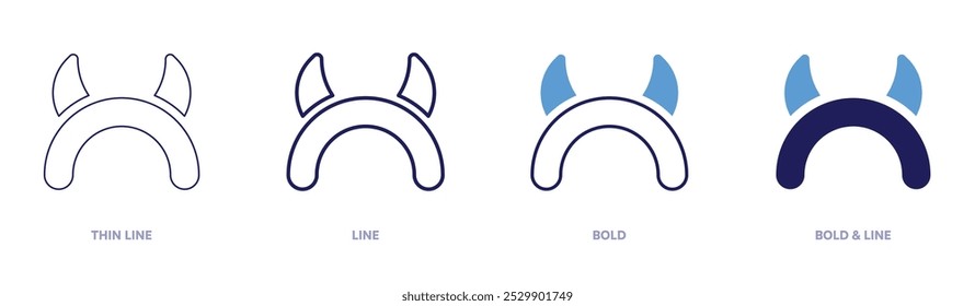 Devil headband icon in 4 different styles. Thin Line, Line, Bold, and Bold Line. Duotone style. Editable stroke.