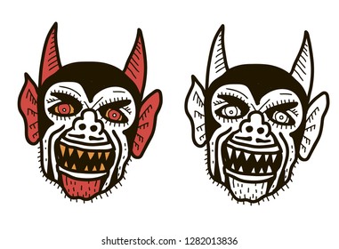 Devil heads illustration.