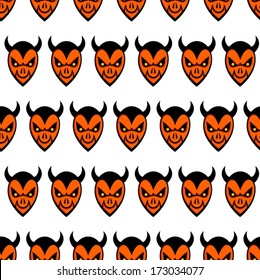 Devil heads. Seamless pattern.