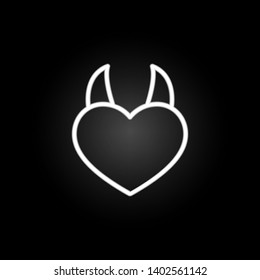 devil heart with 2 horns  neon icon. Elements of Heartbeat set. Simple icon for websites, web design, mobile app, info graphics
