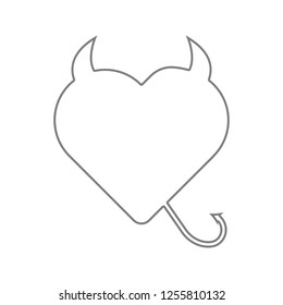 devil heart with horns and tailicon. Element of cyber security for mobile concept and web apps icon. Thin line icon for website design and development, app development
