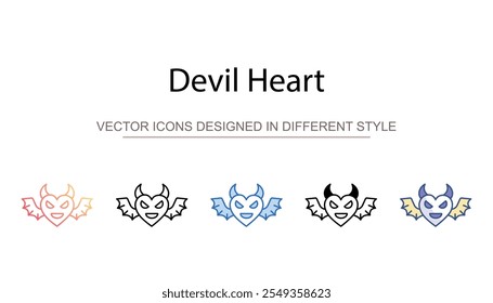 Devil Heart icon design with white background stock illustration