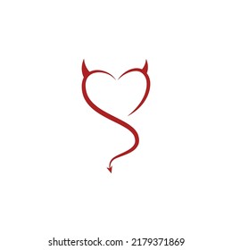 Devil heart icon logo design illustration template