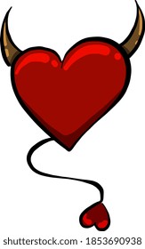 Corazón malvado, ilustración, vector sobre fondo blanco
