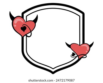 Devil Heart Line Art Frame Background