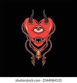 devil heart tattoo vector design