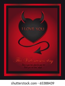 Devil Heart Valentine Card vector template