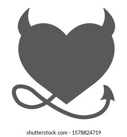 Devil Heart Valentine glyph icon, love and holiday, devil heart sign, vector graphics, a solid pattern on a white background, eps 10