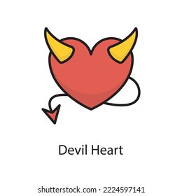 Devil Heart  Vector Filled Outline Icon Design illustration. Love Symbol on White background EPS 10 File