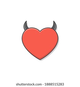 Devil Heart Vector Icon Illustration. Red Heart Flat Icon