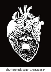 The devil in the heart vector illustration