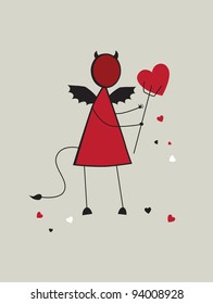 Devil with a heart. Vector illustration