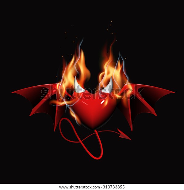 Devil Heart Wings Stock Vector Royalty Free 313733855