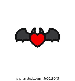 devil heart with wings icon illustration isolated vector sign symbol