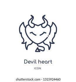 devil heart with wings icon from shapes outline collection. Thin line devil heart with wings icon isolated on white background.