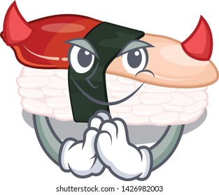 Devil hokkigai sushi in the mascot shape