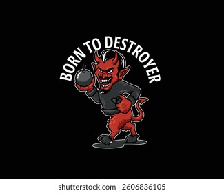 Devil holding bomb Destroyer illustration