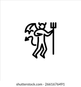 Der Teufel, der ein Symbol für die Strichkontur hält. Satanische schwarze Linie.
