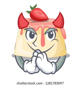 Devil homemade strawberry pudding on character board