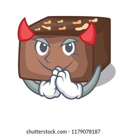 Devil homemade sweet cake with almonds and cream cartoon