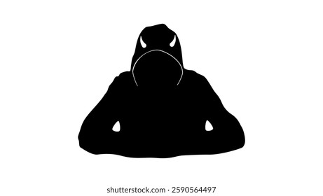 Devil in a hood, black isolated silhouette