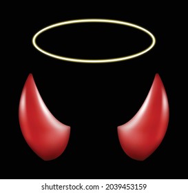 Devil Horn Angel Halo Vector Isolated Stock Vector (Royalty Free ...