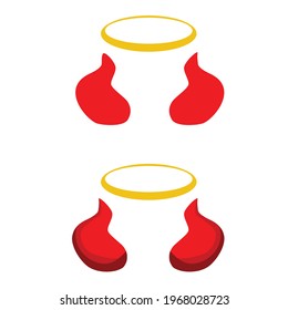 Devil Horn Angel Wears Halloween Mask Vector Illustration