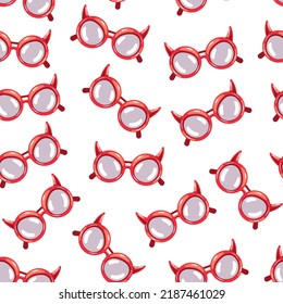 Malvadas gafas de sol malvadas de cuerno sin costura concepto de envoltura de patrones. Ilustración del elemento de diseño gráfico del vector