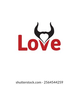 Devil horn and heart vector logo design. Devil horn and heart vector logo design.