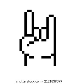 Devil Horn Pixel Art Hand Gesture Stock Vector (Royalty Free) 2121839399