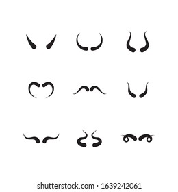 Devil horn set Vector icon design illustration Template