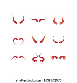Devil horn set Vector icon design illustration Template