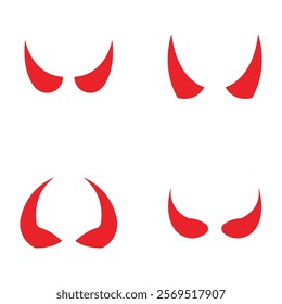 Devil horn set Vector icon design illustration Template