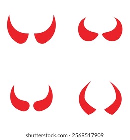 Devil horn set Vector icon design illustration Template