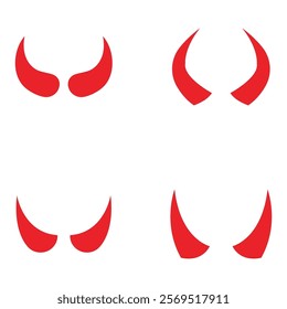 Devil horn set Vector icon design illustration Template