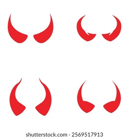 Devil horn set Vector icon design illustration Template