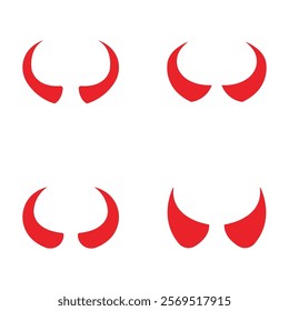 Devil horn set Vector icon design illustration Template