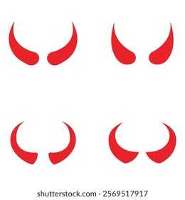 Devil horn set Vector icon design illustration Template