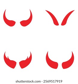 Devil horn set Vector icon design illustration Template