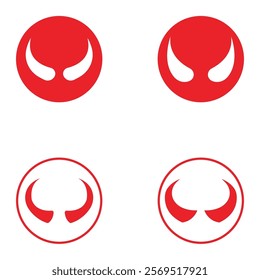 Devil horn set Vector icon design illustration Template