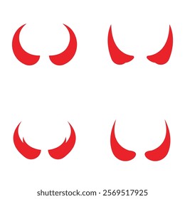 Devil horn set Vector icon design illustration Template