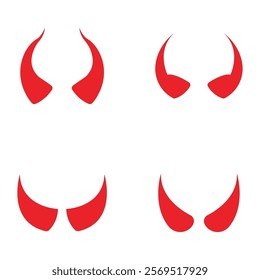 Devil horn set Vector icon design illustration Template