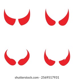 Devil horn set Vector icon design illustration Template