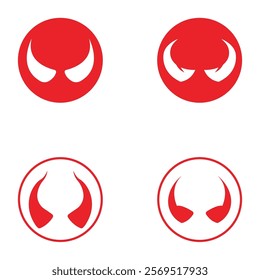 Devil horn set Vector icon design illustration Template