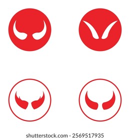 Devil horn set Vector icon design illustration Template