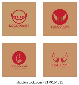 Devil horn vector icon logo design illustration template