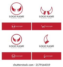 Devil horn vector icon logo design illustration template