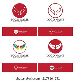 Devil horn vector icon logo design illustration template